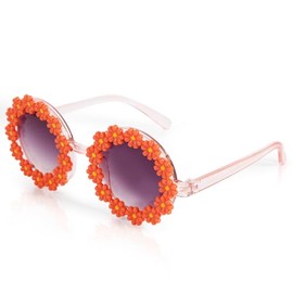 OZPYKAE Girl Round Flower Sunglasses,Flower Shaped Cute Glasses UV 401 Protection Outdoor Girl Boy Gifts Eyewear Sunglasses