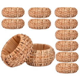 Rattan Napkin Rings Set of 12,Decorative Serviette Ring,Beach Napkin Holders,Napkin Rings Bulk for Party Decoration,Dinning Table,Everyday,Family Gatherings - A Great Tabletop Décor - Natural Tan