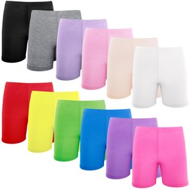 HOLLHOFF 12 Mixed Color 6-7T Girls Dance Shorts for Playgrounds and Gymnastics Breathable and Safe Active Shorts