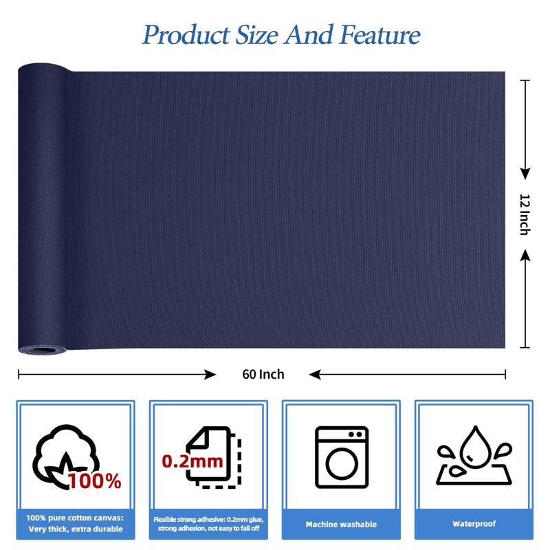 KING MOUNTAIN Canvas Iron on Patch,12"×60",Waterproof 100% Cotton Fabric Repair