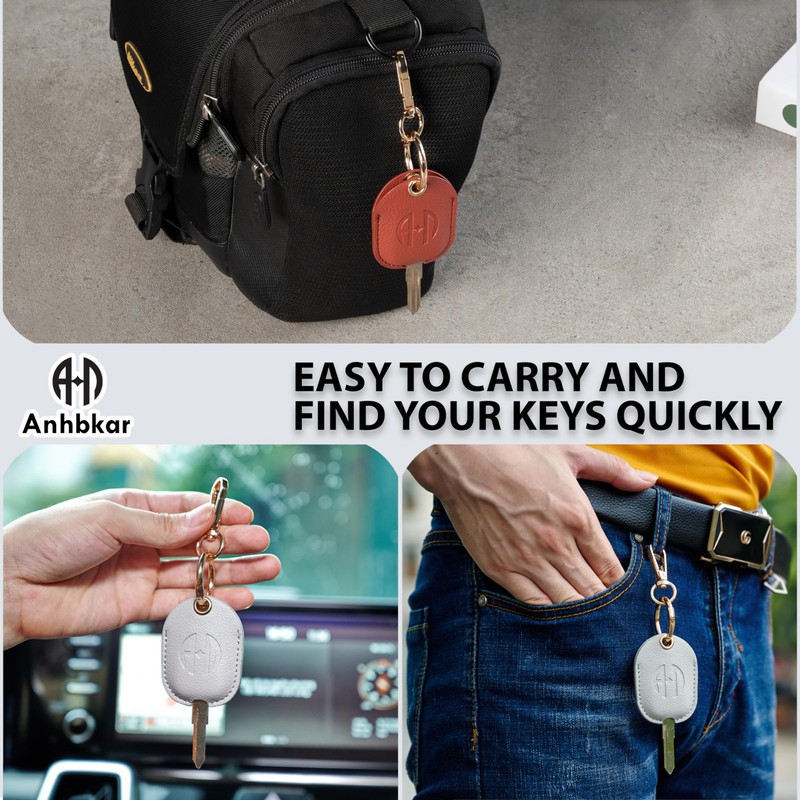 ANHBKAR Leather Keys Sleeve for Broken Car Key Loop Replacement