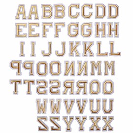52 pcs Alphabet A to Z Patches, Iron on Sew on Letters for Clothes, Classic Gold