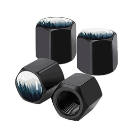Tire Valve Stem Caps 4 Pack, Car Wheel Stem Caps,Aluminum Air Valve Covers Universal Fit for Cars, SUVs,Trucks, Bikes, and Motorcycles(Forest Mountain)
