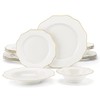 MALACASA Cream-White Plates and Bowls Sets with Gold Rim, Bone