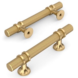 Amerdeco 10 Pack Knurled Champagne Bronze Cabinet Pulls 5 Inch Length (3 Inch Hole Center) Kitchen Cabinet Handles for Drawer, Cupboard and Wardrobe