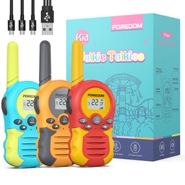 FOREDOM Rechargeable Walkie Talkies for Kids Walkie Talkies Long Range for Boy & Girl Age 3 to 12 Year Old Birthday Toys - 3 Pack
