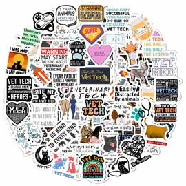 BulbaCraft 100Pcs Funny Vet Tech Stickers, Veterinary Technician Decals - Vet Tech Gifts Bulk, Gifts for Vet Techs, Veterinary Technician Gift, Vet Tech Accessories, Veterinary Stickers
