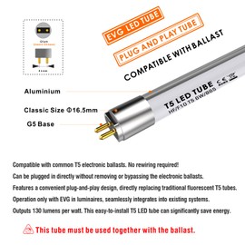 IHYCTV F10T5CW 16 inch T5 LED Fluorescent Bulb Replacement, 6W 790Lm 4000K Cool White, for Classic 10W G5 EVG 16.5’’ F10T5 Fluorescent Lamps Under Cabinet Bulb, 1 Piece