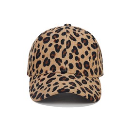 Nanwansu Adjustable Baseball Cap Leopard Print Hat Cotton Sunhat Headwear Outdoor Shade Sports Cap Khaki