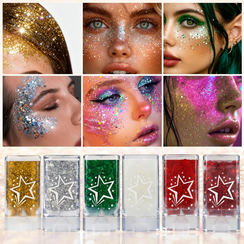 Gold Chunky Glitter Makeup Stick for Face, Body and Hair,