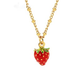 Kaipink Strawberry Pendant Collarbone Enamel Necklace Jewelry Gift Juicy Grape Mothers' Day