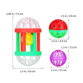 Ipetboom 12 Pcs Bird Toy Ball Plastic Balls Toys Bird Balls Foraging Chewing Bell Budgie Toys Bird Foot Toys Bird Play Ball Bird Leash Cockatiel Toys Bird Cage Ball Parrot Cage Long Tail