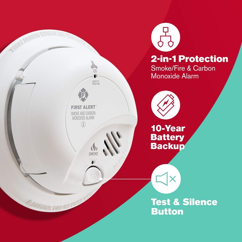 FIRST ALERT SC9120B Corded Electric Combination Alarm with Adapter Plugs