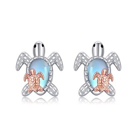 Turtle Earrings Sterling Silver Moonstone Stud Earrings Ocean Animal Mother's Day Jewellery for Women Mum