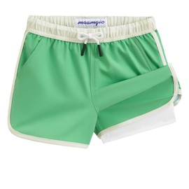 maamgic Boys Swim Trunks with Compression Liner Vintage Swim Shorts Toddler Swimsuit Light Green 5/6