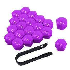 QitinDasen 20 Pieces 17 mm Car Wheel Nut Covers, Universal Car Hub Screw Cap, Hexagonal Tire Nut Cover with Removal Tool (Purple)