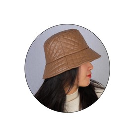 Eigso Retro Leather Bucket Hat for Women Men Fashion Simplicity Outdoor Fisherman Hat for Woman Man, beige