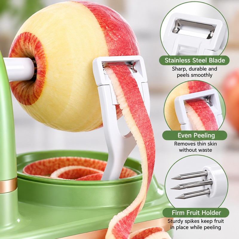 3-in-1 Hand Crank Fruit & Vegetable Peeler for Kitchen Prep