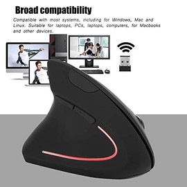 Ratón Vertical para Zurdos, Mouse Inalámbrico Ergonómico, Ratón Óptico 2.4GHz con Receptor Nano USB, 6 Botones 800/1200/1600 dpi, Compatible con Sistema Windows Mac Linux