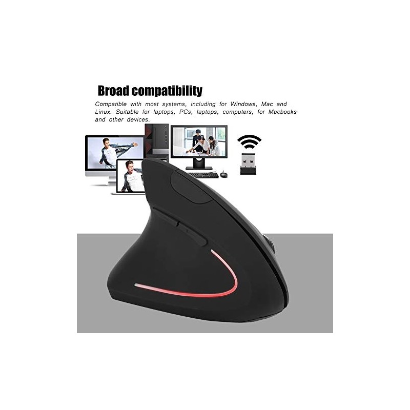 Ratón Vertical para Zurdos, Mouse Inalámbrico Ergonómico, Ratón Óptico 2.4GHz