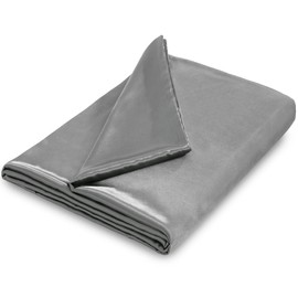 NSGZ 60" x 80" Duvet Cover for Weighted Blanket, Silky Removable Satin Weighted Blanket Cover with 8 Ties, Full/Queen Size Satin Duvet Cover, Grey