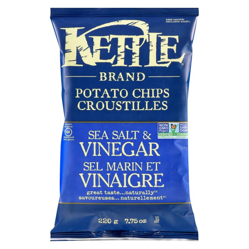 Kettle Chips Sea Salt & Vinegar Chips, 220g/ 7.8 oz