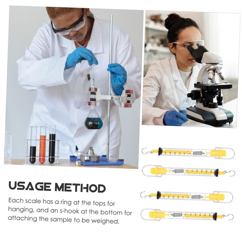 Gatuida 4Pcs Spring Balance Dynamometer Hook Scale Tubular Newton Force
