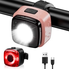 Antimi Bicycle Light Set, StVZO-Approved Lighting Set LED IPX5 Front Light + Rear Light Bicycle Light Set USB Type C