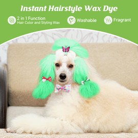 Green Temporary Hair Color Wax Kit for Dogs - Ideal Gift for Your Pets or Dog Lovers. Safe Dog Hair Dye for Parties, Cosplay,and Christmas. Washable Dog Dye, Instant Hair Color Cream