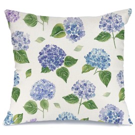 AACORS Spring Pillow Cover 18x18 Inch Hydrangea Decoration Pillow Case Seasonal Decor for Home Sofa Couch AA708-18