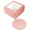 qiqee 10x10x5 Cake Box, 4 Sets Pink Cake Box with