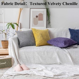Home Brilliant Rectangle Cushion Covers Decorative Pillow Cases for Sofa, Handmade Chenille Plush Velvet 30x50 Cushion Cover, 30 x 50 cm, Pack of 2, Grey White