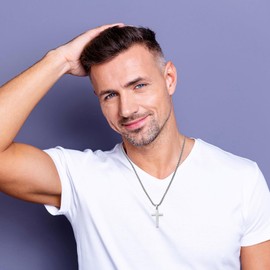 RWQIAN Cross Chain Men's Cross Chain Silver/Gold/Black Men's Stainless Steel Cross Necklace Christian Jewellery for Men 24 Inches, Stainless Steel