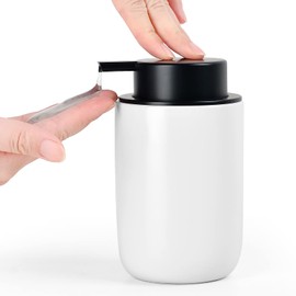 Umlaca Soap Dispenser, Refillable Ceramic Soap Dispenser, 350 ml, Large Pump Head is Easy to Press, Suitable for Kitchen, Bathroom (Matte White Liquid Soap Dispenser)