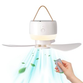 Boeetech Tent Ceiling Fans for Camping, Portable Camping Fan with LED Lantern, Battery Operated Ceiling Fan, Tent Rechargeable Fan with Remote Control, Detachable Fan Blades (3600)