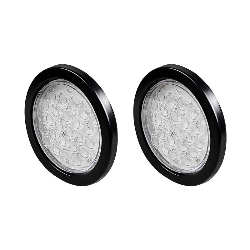 2pcs Clear Lens 4" Round 24-LED Back Up Reverse Tail