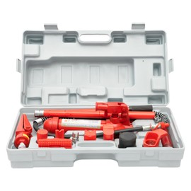 Heavy-Duty Porta Power Hydraulic Jack Kit, 6 Ton 8800lb Auto Body Frame Repair Tool Kit Lift Ram, 15 Pcs with Storage Box, for Car Frame Repair