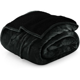 Utopia Bedding Sherpa Blanket King Size [Back, 90x102 Inches] - 480GSM Thick Warm Plush Fleece Reversible Blanket for Bed, Sofa, Couch, Camping and Travel
