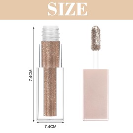 Liquid Glitter Eyeshadow, Diamond Shimmer Eyeshadow, Quick-Dry & Long Lasting Liquid Eye Shadow with Applicator, Highly Pigmented Liquid Eyeliner Pen with Fine Sparkle Eye Makeup (Champagne Gold)