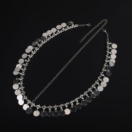 Teyglen Boho Sequin Head Chain Forehead Gold Disc Head Jewelry Wedding Headpiece for Festival Headband Hair Chain Costume Hair Accessories for Women (Silver)