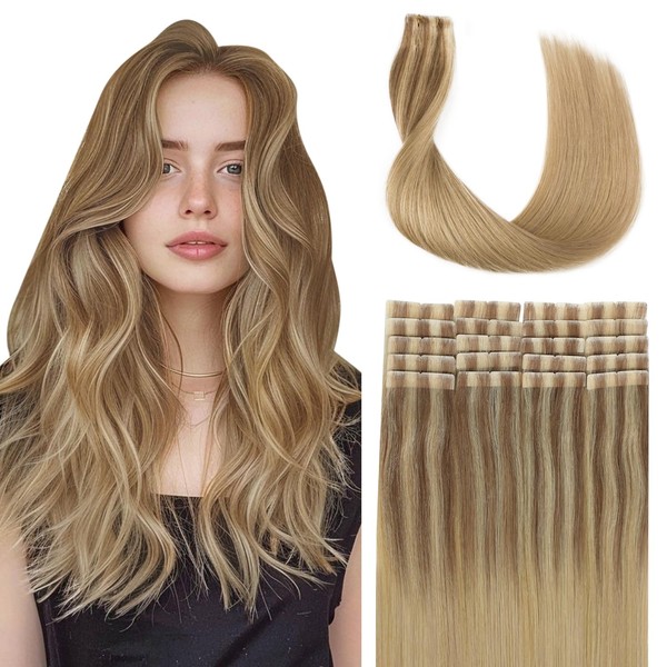 SURNEL Injected Tape in Hair Extensions 18 Inch Fading to
