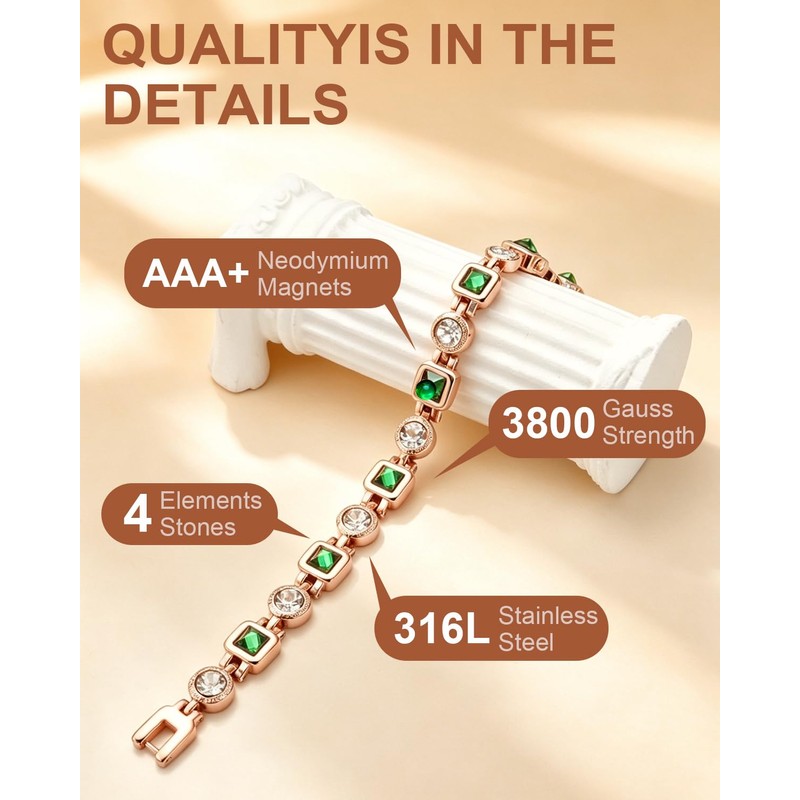 Magnetic Bracelet for Women, Ultra Strength Magnetic Bracelet Therapy Bracelet