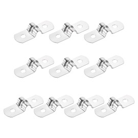 sourcing map 24Pcs Rigid Pipe Straps, 5mm(0.2") 304 Stainless Steel 2 Hole U-Shaped Bracket Tube Hanger Pipe Clamps for Fixing Pipe Cable