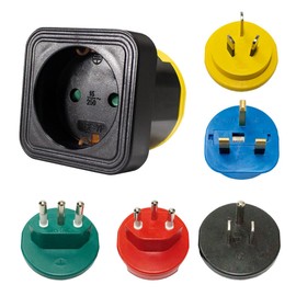 as - Schwabe World Travel Adapter Universal Travel Adapter with 5 Easily Changeable Country Modules Type B, G, I, J, L for Euro Plugs, Contour and Earthing Contact Plugs, Earth Cable Clip + Travel