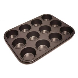 MIDHILL® 12 Cup Muffin Tray Non-Stick Carbon Steel Muffin Pan Strong Durable