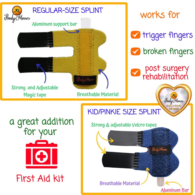 BodyMoves 5 Finger Splints plus 1 pinkie/kid splint (with Blue