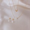 Gift packaging 14k pearl necklace and earrings silver set gold