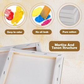 Set of 8 Stretcher Frames Canvas 20 x 20.15 x 15 cm Canvas for Painting 100% Cotton with 2 Painting Palettes Stretcher Frame Canvas for Painting Oil Paints Sketching Drawing White