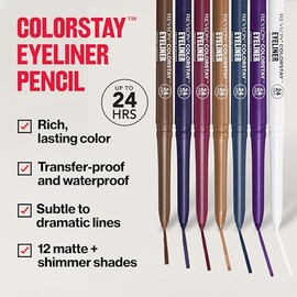 Revlon ColorStay Lápiz delineador de ojos impermeable, a prueba de manchas, maquillaje de ojos con sacapuntas integrado, de larga duración, acabado ma