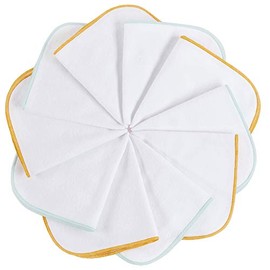 mimaDu Molton Cloths Baby Face Cloths White, Baby Towels Cotton, Baby Towel Set Baby Cloths Cotton,Children's Face Cloths Set of 10 Oeko-Tex, 25 x 25 cm - Gold Mint